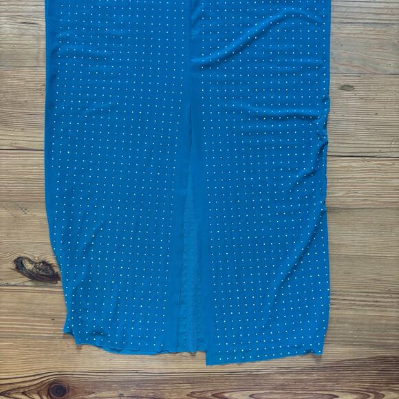 Mable teal blue rhinestone long sleeve sheer maxi dress SIZE L - Picture 6 of 6